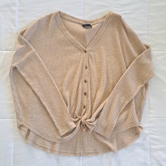 Urban Outfitters Out From Under Jojo Oversized Thermal Button-Front / tan - S - Picture 1 of 4